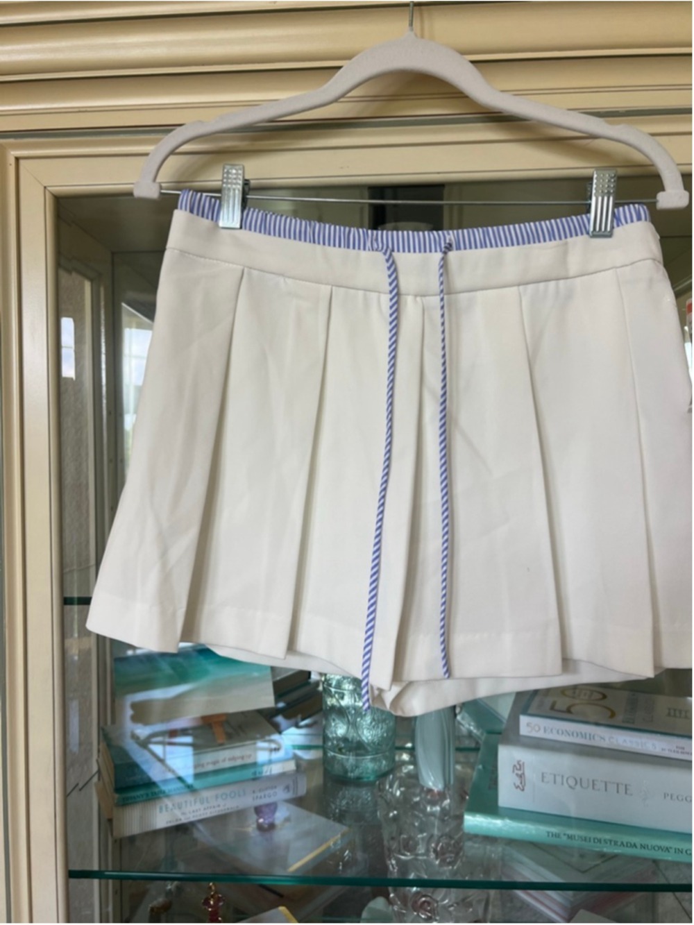 NWT Women's All in Favor White & Blue Striped Skort M